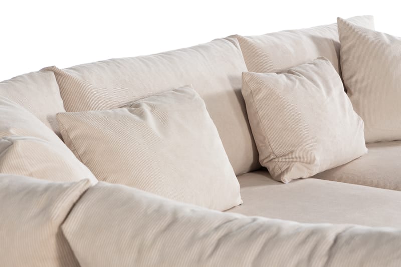 Menard 4-sits Vänstervänd L-formad Schäslongsoffa i Manchester med 2 Nackkuddar - Beige - Möbler - Soffa - Divansoffa & schäslongsoffa - 4 sits soffa med divan
