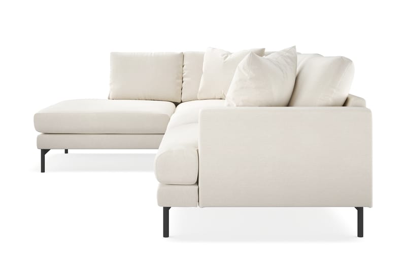 Menard 4-sits Vänstervänd L-formad Schäslongsoffa i Sammet - Krämvit - Möbler - Soffa - Divansoffa & schäslongsoffa - 4 sits soffa med divan