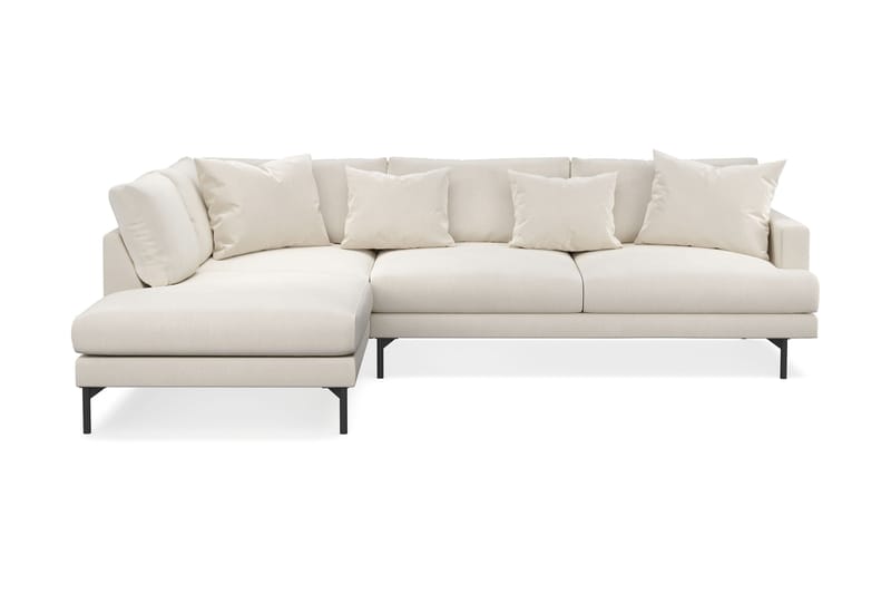 Menard 4-sits Vänstervänd L-formad Schäslongsoffa i Sammet - Krämvit - Möbler - Soffa - Divansoffa & schäslongsoffa - 4 sits soffa med divan