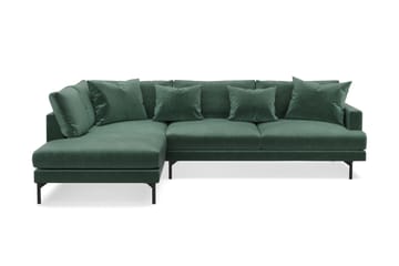 Menard 4-sits Vänstervänd L-formad Schäslongsoffa i Sammet - Mörkgrön - Möbler - Soffa - Divansoffa & schäslongsoffa - 4 sits soffa med divan