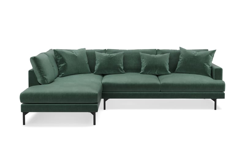 Menard 4-sits Vänstervänd L-formad Schäslongsoffa i Sammet - Mörkgrön - Möbler - Soffa - Divansoffa & schäslongsoffa - 4 sits soffa med divan