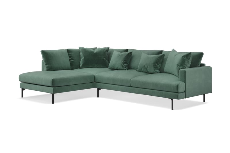 Menard 4-sits Vänstervänd L-formad Schäslongsoffa i Sammet - Mörkgrön - Möbler - Soffa - Divansoffa & schäslongsoffa - 4 sits soffa med divan