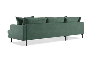 Menard 4-sits Vänstervänd L-formad Schäslongsoffa i Sammet - Mörkgrön - Möbler - Soffa - Divansoffa & schäslongsoffa - 4 sits soffa med divan