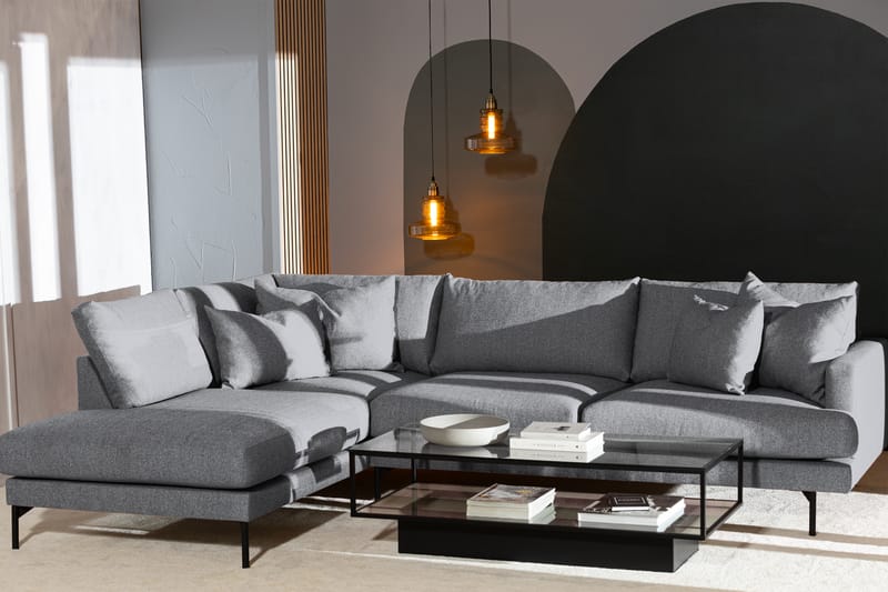 Menard 4-sits Vänstervänd L-formad Schäslongsoffa i Tyg - Grå - Möbler - Soffa - Divansoffa & schäslongsoffa - 4 sits soffa med divan