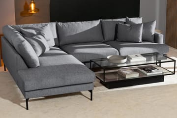 Menard 4-sits Vänstervänd L-formad Schäslongsoffa i Tyg - Grå - Möbler - Soffa - Divansoffa & schäslongsoffa - 4 sits soffa med divan