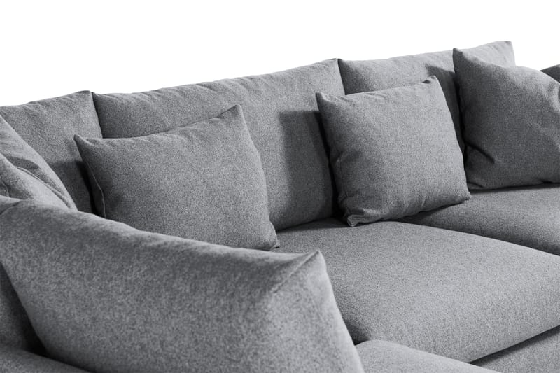 Menard 4-sits Vänstervänd L-formad Schäslongsoffa i Tyg - Grå - Möbler - Soffa - Divansoffa & schäslongsoffa - 4 sits soffa med divan