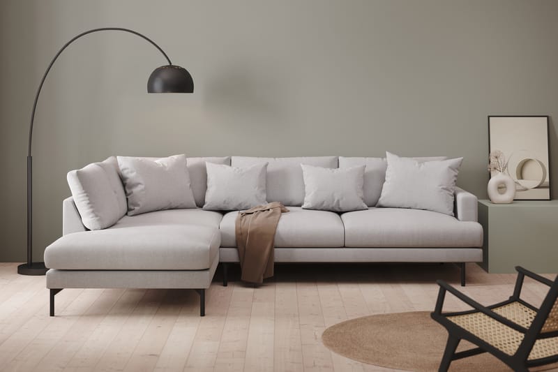 Menard 4-sits Vänstervänd L-formad Schäslongsoffa i Tyg - Ljusgrå - M�öbler - Soffa - Divansoffa & schäslongsoffa - 4 sits soffa med divan