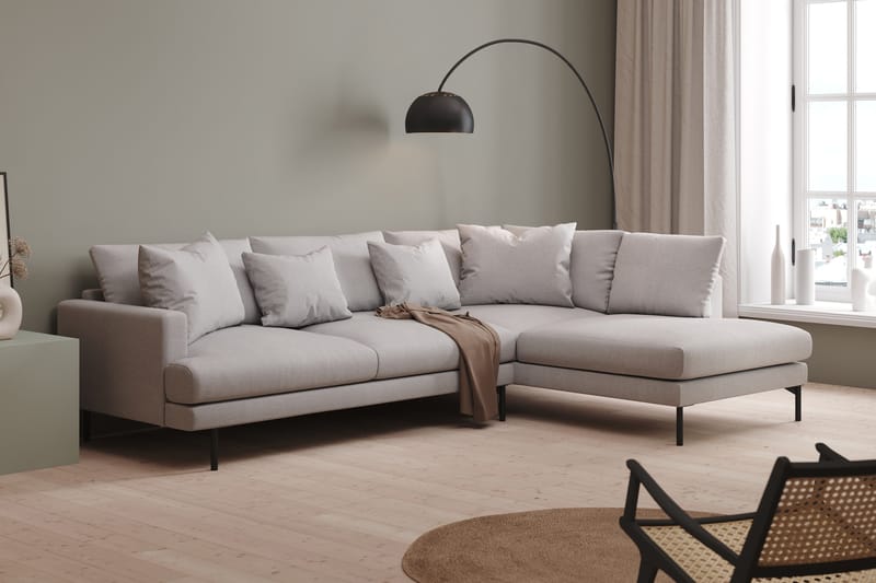 Menard 4-sits Vänstervänd L-formad Schäslongsoffa i Tyg - Ljusgrå - Möbler - Soffa - Divansoffa & schäslongsoffa - 4 sits soffa med divan
