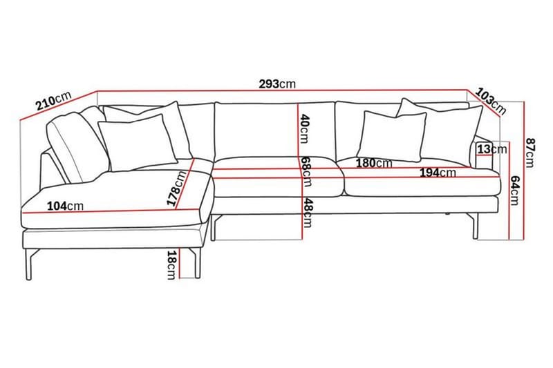 Menard 4-sits Vänstervänd L-formad Schäslongsoffa i Tyg - Mörkgrå - Möbler - Soffa - Divansoffa & schäslongsoffa - 4 sits soffa med divan