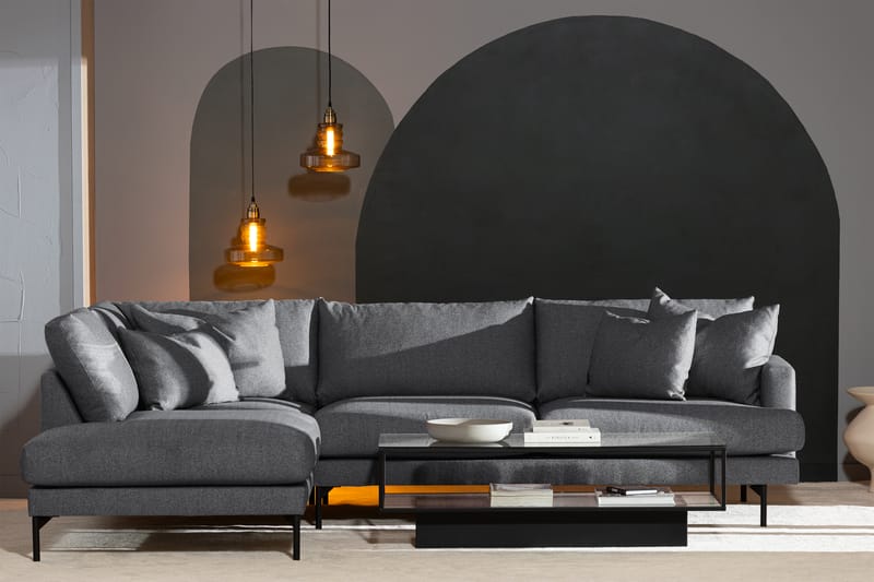 Menard 4-sits Vänstervänd L-formad Schäslongsoffa i Tyg - Mörkgrå - Möbler - Soffa - Divansoffa & schäslongsoffa - 4 sits soffa med divan