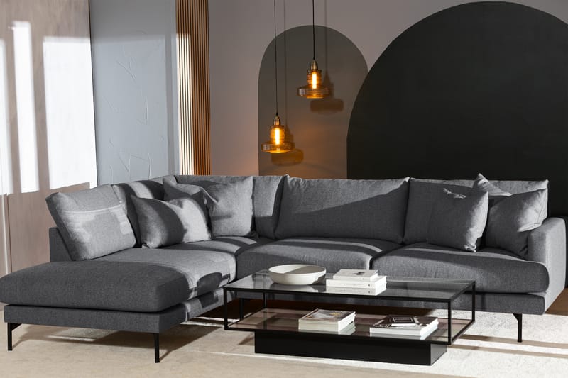Menard 4-sits Vänstervänd L-formad Schäslongsoffa i Tyg - Mörkgrå - Möbler - Soffa - Divansoffa & schäslongsoffa - 4 sits soffa med divan