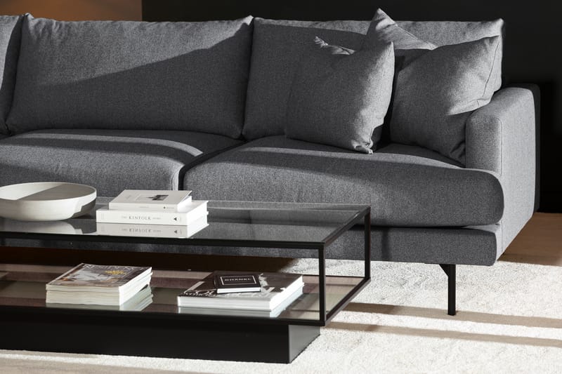 Menard 4-sits Vänstervänd L-formad Schäslongsoffa i Tyg - Mörkgrå - Möbler - Soffa - Divansoffa & schäslongsoffa - 4 sits soffa med divan