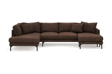 Menard 4-sits Vänstervänd Stor U-formad Djup Large Soffa med Divan och Schäslong i Manchester - Brun - Möbler - Soffa - Divansoffa & schäslongsoffa - 4 sits soffa med divan