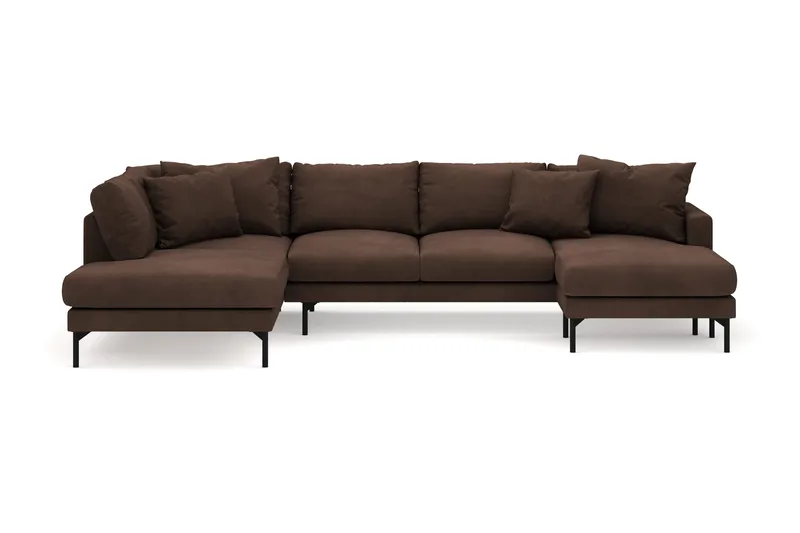 Menard 4-sits Vänstervänd Stor U-formad Djup Large Soffa med Divan och Schäslong i Manchester - Brun - Möbler - Soffa - Divansoffa & schäslongsoffa - 4 sits soffa med divan
