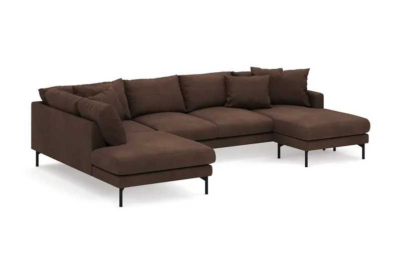 Menard 4-sits Vänstervänd Stor U-formad Djup Large Soffa med Divan och Schäslong i Manchester - Brun - Möbler - Soffa - Divansoffa & schäslongsoffa - 4 sits soffa med divan