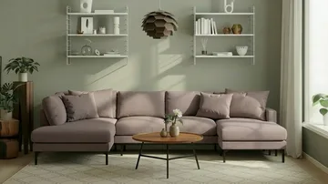 Menard 4-sits Vänstervänd Stor U-formad Djup Large Soffa med Divan och Schäslong i Tyg - Brun - Möbler - Soffa - Divansoffa & schäslongsoffa - 4 sits soffa med divan