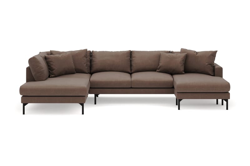 Menard 4-sits Vänstervänd Stor U-formad Djup Large Soffa med Divan och Schäslong i Tyg - Brun - Möbler - Soffa - Divansoffa & schäslongsoffa - 4 sits soffa med divan