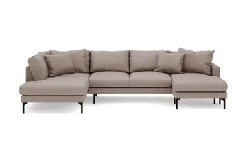 Menard 4-sits Vänstervänd Stor U-formad Djup Large Soffa med Divan och Schäslong i Tyg - Brun - Möbler - Soffa - Divansoffa & schäslongsoffa - 4 sits soffa med divan