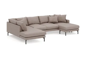 Menard 4-sits Vänstervänd Stor U-formad Djup Large Soffa med Divan och Schäslong i Tyg - Brun - Möbler - Soffa - Divansoffa & schäslongsoffa - 4 sits soffa med divan