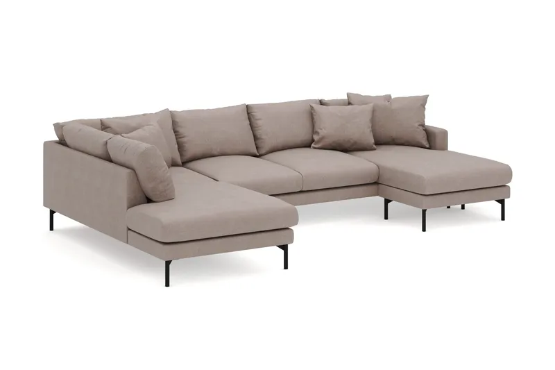 Menard 4-sits Vänstervänd Stor U-formad Djup Large Soffa med Divan och Schäslong i Tyg - Brun - Möbler - Soffa - Divansoffa & schäslongsoffa - 4 sits soffa med divan
