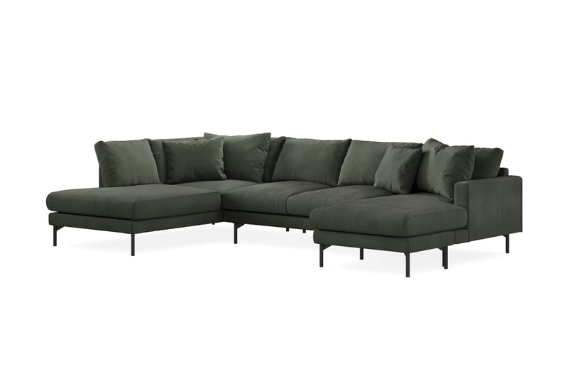 Menard 4-sits Vänstervänd Stor U-formad Djup Soffa med Divan och Schäslong i Manchester - Mörkgrön - Möbler - Soffa - U-soffa