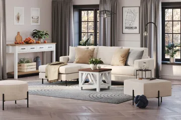 Menard Compact 3-sits Vänstervänd L-formad Divansoffa i Manchester - Beige - Möbler - Soffa - Divansoffa & schäslongsoffa - 3 sits soffa med divan