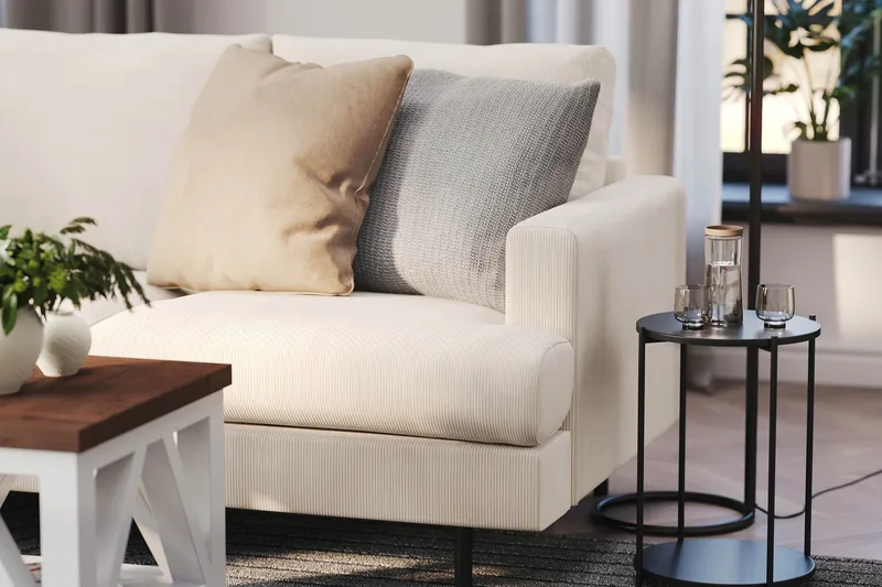 Menard Compact 3-sits Vänstervänd L-formad Divansoffa i Manchester - Beige - Möbler - Soffa - Divansoffa & schäslongsoffa - 3 sits soffa med divan