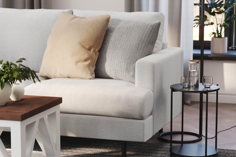 Menard Compact 3-sits Vänstervänd L-formad Divansoffa i Tyg - Ljusgrå - Möbler - Soffa - Divansoffa & schäslongsoffa - 3 sits soffa med divan