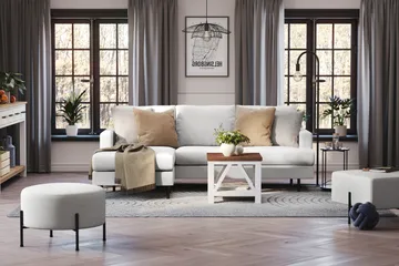 Menard Compact 3-sits Vänstervänd L-formad Divansoffa i Tyg - Ljusgrå - Möbler - Soffa - Divansoffa & schäslongsoffa - 3 sits soffa med divan