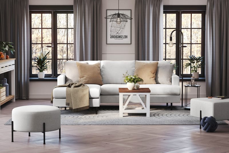Menard Compact 3-sits Vänstervänd L-formad Divansoffa i Tyg - Ljusgrå - Möbler - Soffa - Divansoffa & schäslongsoffa - 3 sits soffa med divan