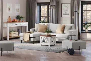 Menard Compact 3-sits Vänstervänd L-formad Divansoffa i Tyg - Ljusgrå - Möbler - Soffa - Divansoffa & schäslongsoffa - 3 sits soffa med divan