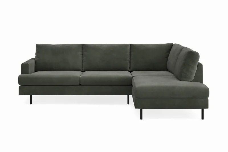 Menard Compact 4-sits Högervänd L-formad Schäslongsoffa i Manchester, Mörkgrön