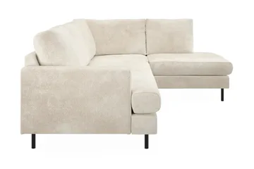 Menard Compact 4-sits Högervänd L-formad Schäslongsoffa i Sammet - Krämvit - Möbler - Soffa - Divansoffa & schäslongsoffa - 4 sits soffa med divan