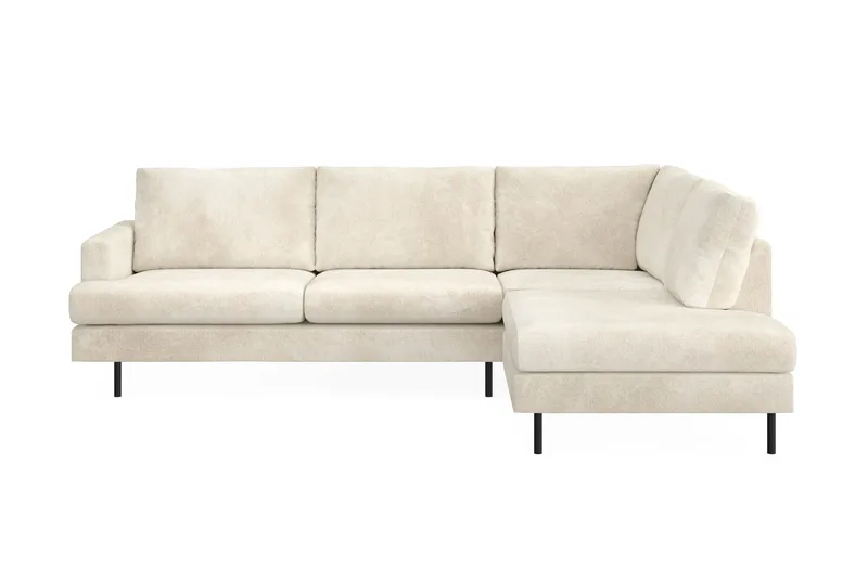 Menard Compact 4-sits Högervänd L-formad Schäslongsoffa i Sammet, Krämvit
