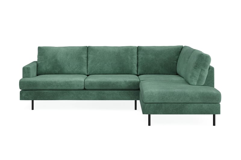 Menard Compact 4-sits Högervänd L-formad Schäslongsoffa i Sammet, Mörkgrön