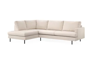 Menard Compact 4-sits Vänstervänd L-formad Schäslongsoffa i Tyg - Beige - Möbler - Soffa - Divansoffa & schäslongsoffa - 4 sits soffa med divan