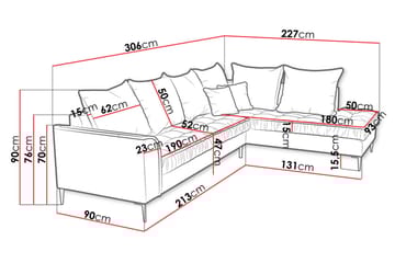 Mierzen Soffa - Blå - Möbler - Soffa - Divansoffa & schäslongsoffa - 3 sits soffa med divan
