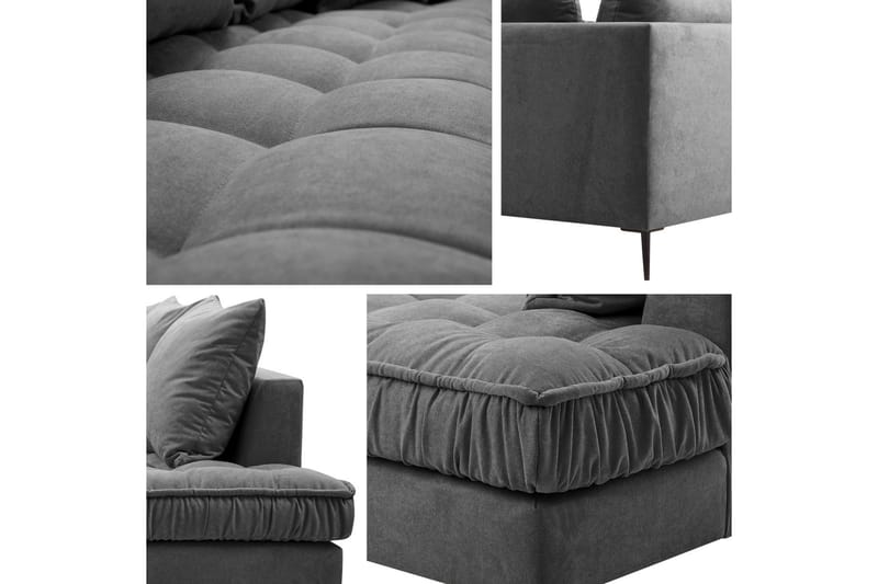 Mierzen Soffa - Grön - Sammetssoffa - 3 sits soffa med divan - Divansoffa & schäslongsoffa