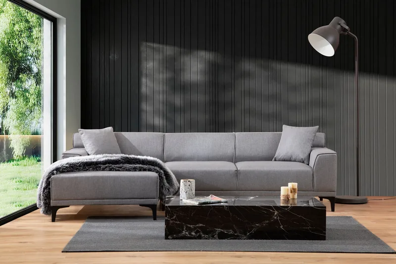 Mississauga Divansoffa 3-sits - Grå - Möbler - Soffa - Divansoffa & schäslongsoffa - 3 sits soffa med divan