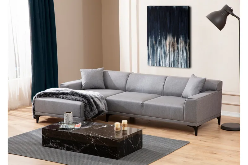 Mississauga Divansoffa 3-sits - Grå - Möbler - Soffa - Divansoffa & schäslongsoffa - 3 sits soffa med divan