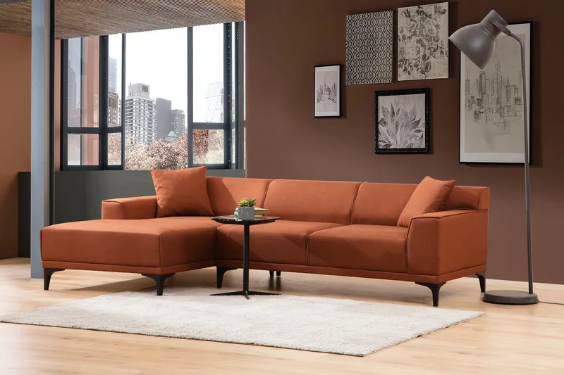 Mississauga Divansoffa 3-sits - Orange - Möbler - Soffa - Divansoffa & schäslongsoffa - 3 sits soffa med divan