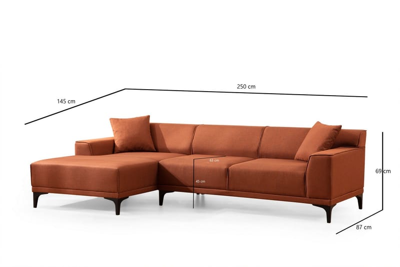 Mississauga Divansoffa 3-sits - Orange - Möbler - Soffa - Divansoffa & schäslongsoffa - 3 sits soffa med divan