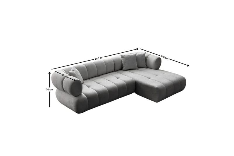 Mississauga Soffa med Divan 3-sits - Grå - Möbler - Soffa - Divansoffa & schäslongsoffa - 3 sits soffa med divan