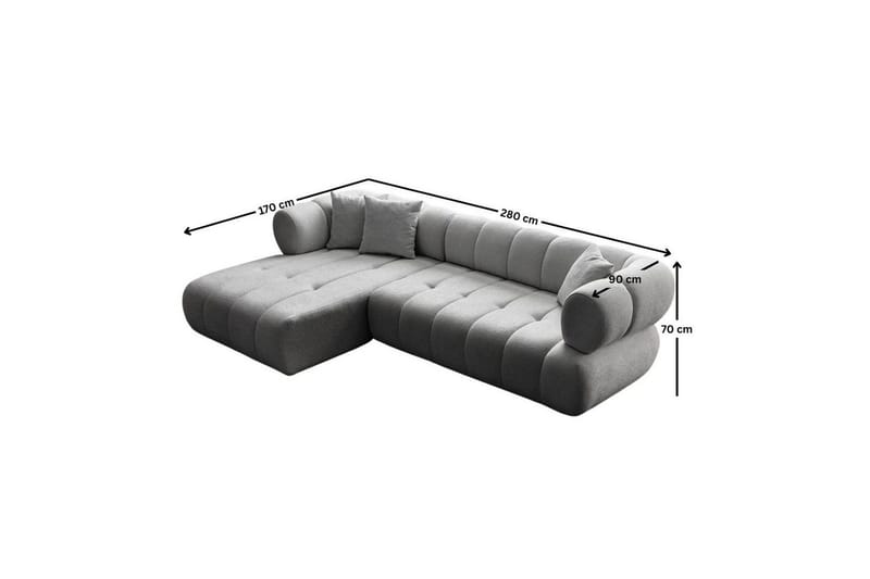 Mississauga Soffa med Divan 3-sits - Grå - Möbler - Soffa - Divansoffa & schäslongsoffa - 3 sits soffa med divan