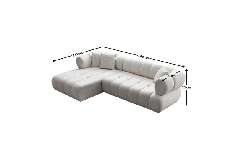 Mississauga Soffa med Divan 3-sits - Vit - Möbler - Soffa - Divansoffa & schäslongsoffa - 3 sits soffa med divan