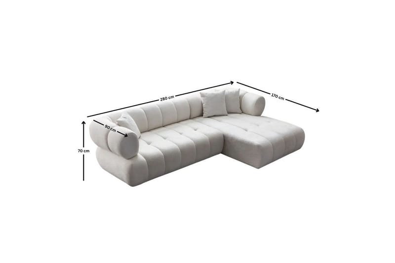 Mississauga Soffa med Divan 3-sits - Vit - Möbler - Soffa - Divansoffa & schäslongsoffa - 3 sits soffa med divan