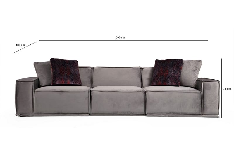 Nightcap Soffa m. Divan 3-sits - Grå - Möbler - Soffa - Sammetssoffa