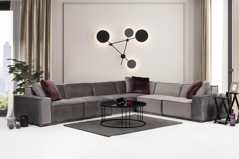 Nightcap Soffa m. Divan 6-sits - Grå - Möbler - Soffa - Sammetssoffa