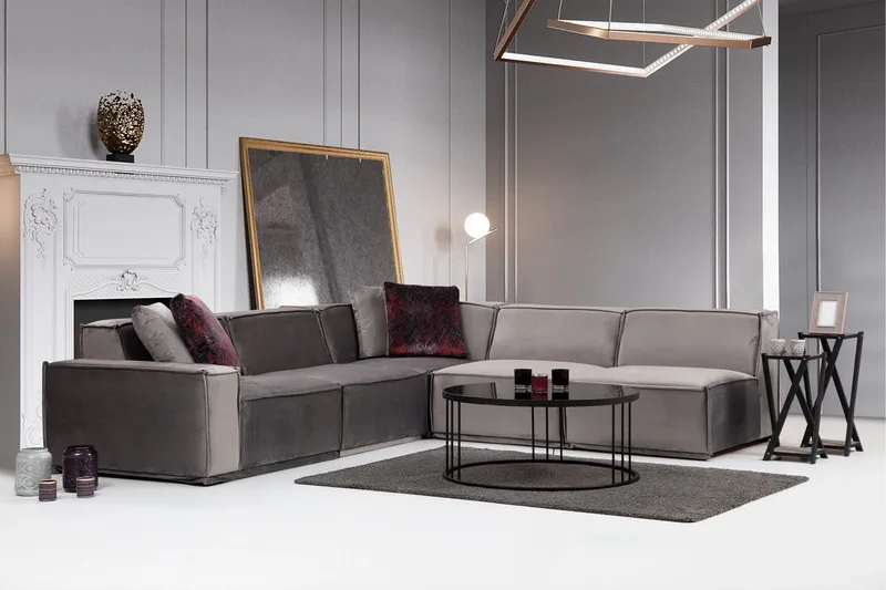 Nightcap Soffa m. Divan 6-sits - Grå - Möbler - Soffa - Sammetssoffa