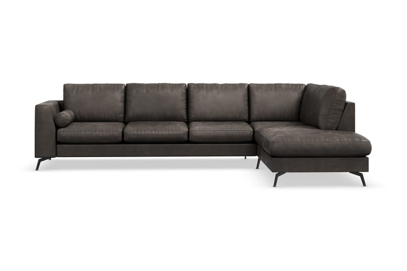 Ocean Lyx 4-sits Högervänd L-formad Schäslongsoffa i Konstläder - Mörkgrå - Möbler - Soffa - Divansoffa & schäslongsoffa - 4 sits soffa med divan